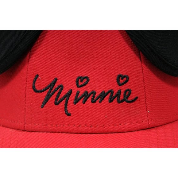 Disney Kid's Red Black Minnie Mouse Bow & Ears Adjustable Baseball Hat Cap - Picture 9 of 11